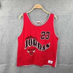 Vintage 90s Nutmeg Mills NBA MJ Michael Jordan Chicago Bulls Tank Top Large USA‎